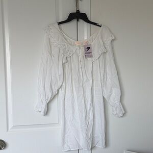 Adonna Cream Off-Shoulder Top with Lace Accents